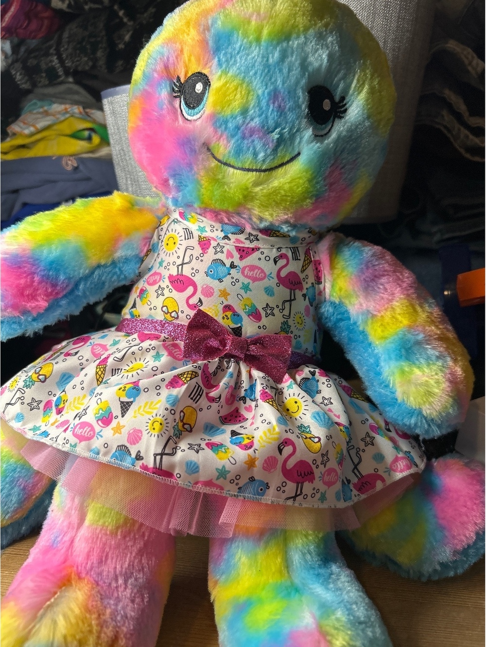 Build-A-Bear Rainbow Plush octopus  with Dress